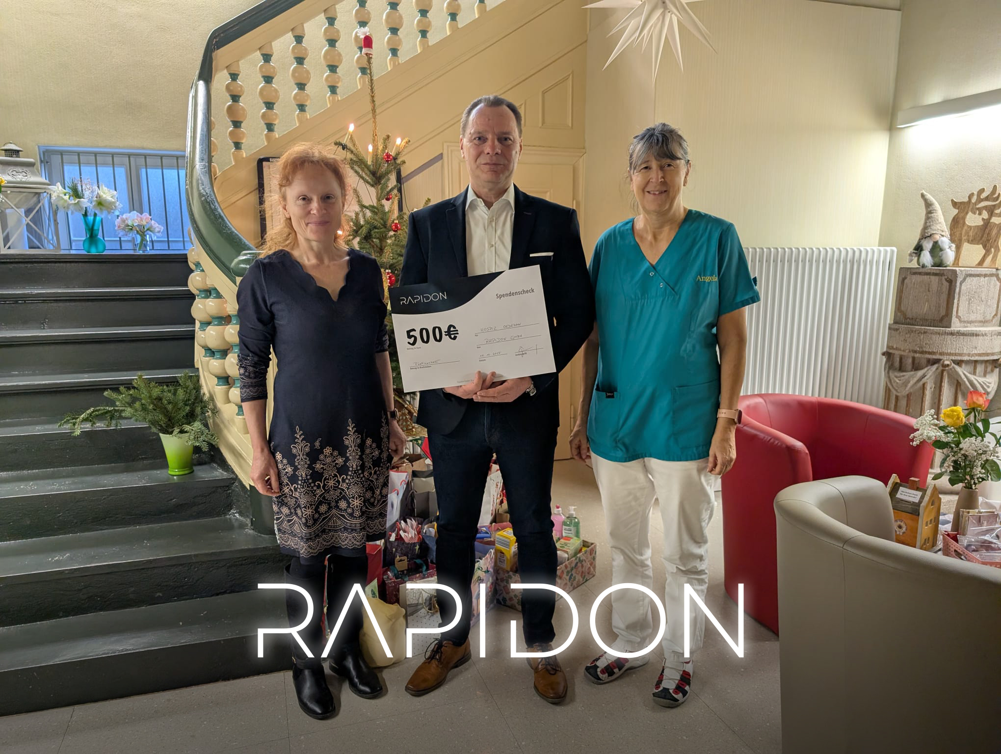 Rapidon-Spende-Hospiz-Oederan-2025 Übergabe der Spende an das Hospiz Oederan durch die Rapidon GmbH.